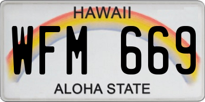 HI license plate WFM669