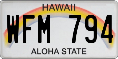HI license plate WFM794