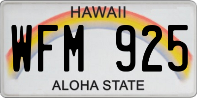HI license plate WFM925