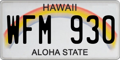 HI license plate WFM930
