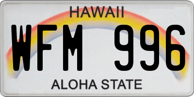 HI license plate WFM996