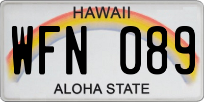 HI license plate WFN089
