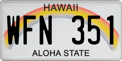 HI license plate WFN351
