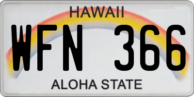 HI license plate WFN366