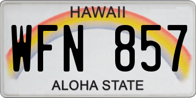 HI license plate WFN857