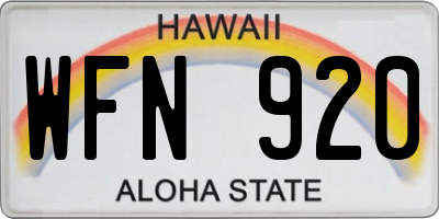 HI license plate WFN920