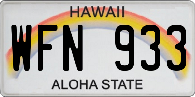 HI license plate WFN933