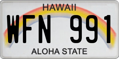 HI license plate WFN991