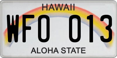 HI license plate WFO013