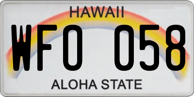 HI license plate WFO058