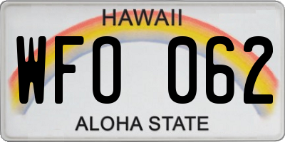HI license plate WFO062