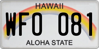 HI license plate WFO081