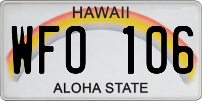 HI license plate WFO106