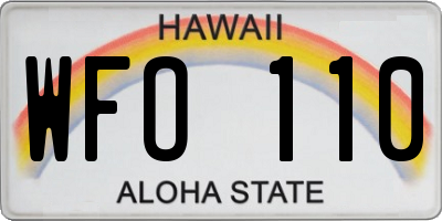 HI license plate WFO110