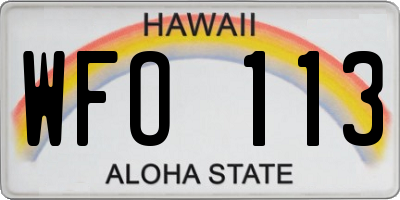 HI license plate WFO113