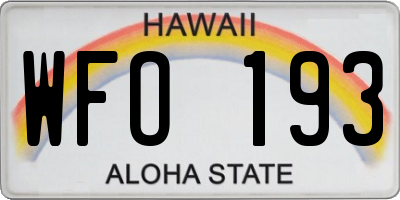 HI license plate WFO193