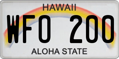 HI license plate WFO200