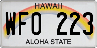 HI license plate WFO223
