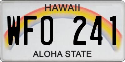 HI license plate WFO241