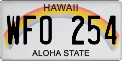 HI license plate WFO254