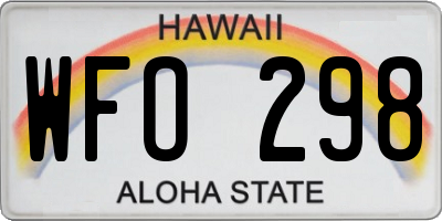 HI license plate WFO298