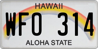HI license plate WFO314