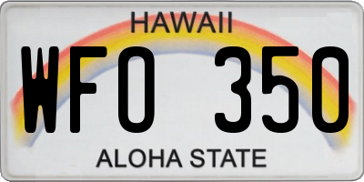 HI license plate WFO350