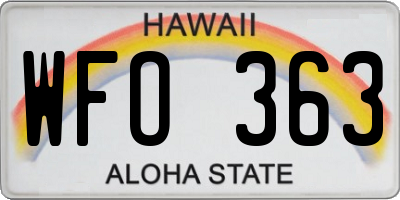 HI license plate WFO363