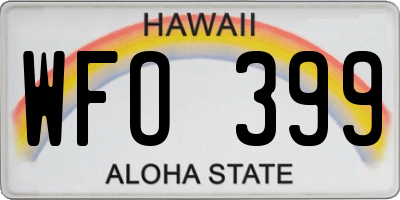 HI license plate WFO399
