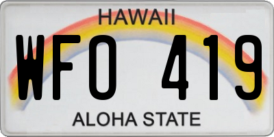 HI license plate WFO419