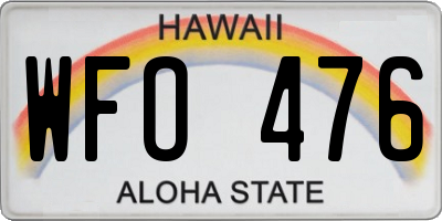 HI license plate WFO476