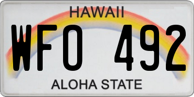 HI license plate WFO492