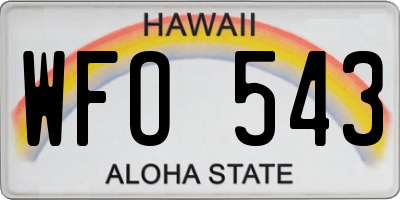 HI license plate WFO543