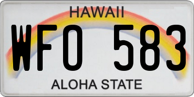 HI license plate WFO583