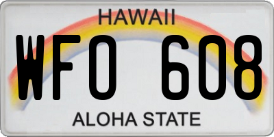 HI license plate WFO608