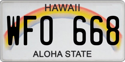 HI license plate WFO668