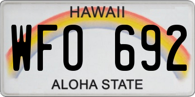 HI license plate WFO692