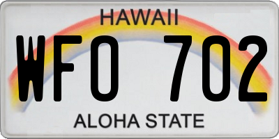 HI license plate WFO702