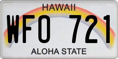 HI license plate WFO721