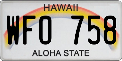 HI license plate WFO758