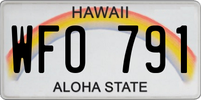 HI license plate WFO791