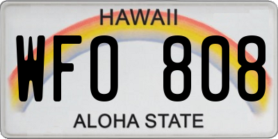 HI license plate WFO808