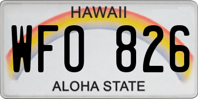 HI license plate WFO826