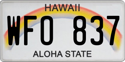 HI license plate WFO837