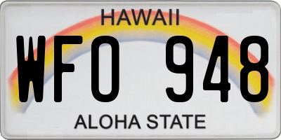 HI license plate WFO948
