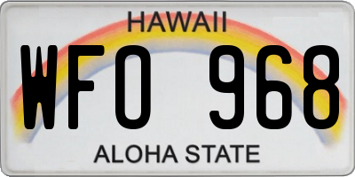 HI license plate WFO968