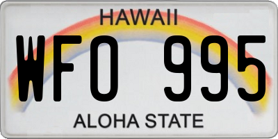 HI license plate WFO995