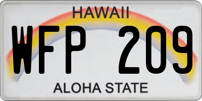 HI license plate WFP209
