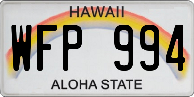 HI license plate WFP994