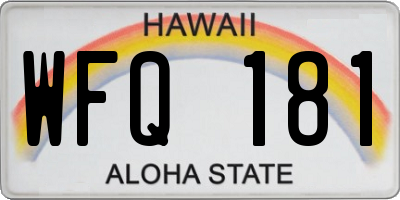 HI license plate WFQ181